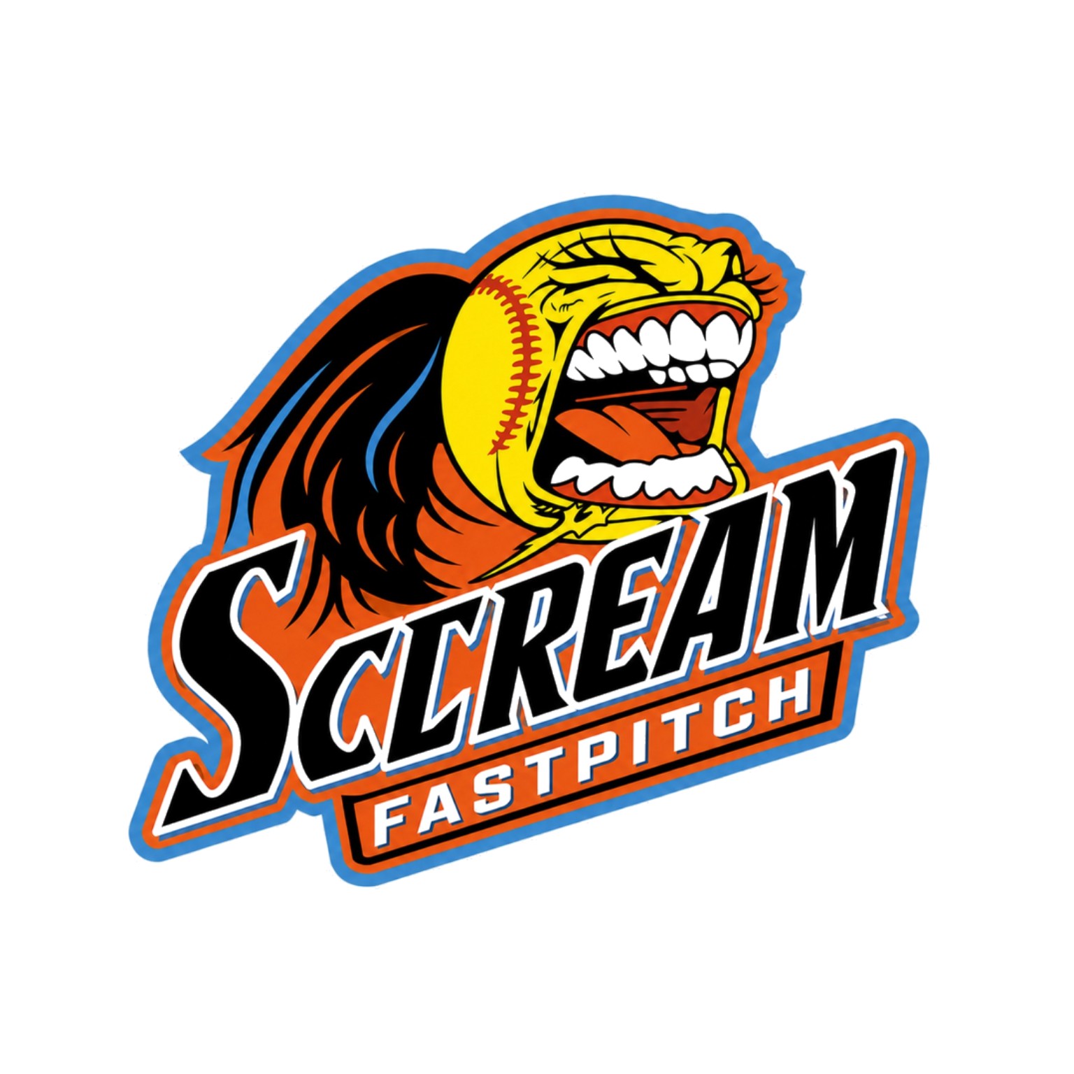 Official Scream Fastpitch mascot logo